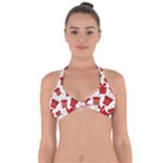 Christmas Texture, Pattern, Red, Craciun, Christmas, Bow, Gift Halter Neck Bikini Top