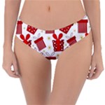 Christmas Texture, Pattern, Red, Craciun, Christmas, Bow, Gift Reversible Classic Bikini Bottoms