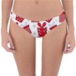 Christmas Texture, Pattern, Red, Craciun, Christmas, Bow, Gift Reversible Hipster Bikini Bottoms