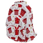 Christmas Texture, Pattern, Red, Craciun, Christmas, Bow, Gift Rounded Multi Pocket Backpack