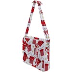 Christmas Texture, Pattern, Red, Craciun, Christmas, Bow, Gift Cross Body Office Bag