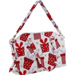 Christmas Texture, Pattern, Red, Craciun, Christmas, Bow, Gift Canvas Crossbody Bag