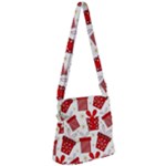 Christmas Texture, Pattern, Red, Craciun, Christmas, Bow, Gift Zipper Messenger Bag