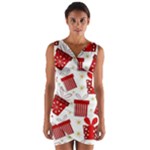 Christmas Texture, Pattern, Red, Craciun, Christmas, Bow, Gift Wrap Front Bodycon Dress