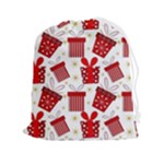 Christmas Texture, Pattern, Red, Craciun, Christmas, Bow, Gift Drawstring Pouch (2XL)