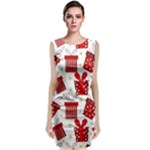 Christmas Texture, Pattern, Red, Craciun, Christmas, Bow, Gift Classic Sleeveless Midi Dress