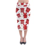 Christmas Texture, Pattern, Red, Craciun, Christmas, Bow, Gift Midi Pencil Skirt