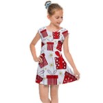 Christmas Texture, Pattern, Red, Craciun, Christmas, Bow, Gift Kids  Cap Sleeve Dress