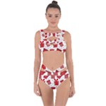 Christmas Texture, Pattern, Red, Craciun, Christmas, Bow, Gift Bandaged Up Bikini Set 