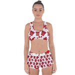 Christmas Texture, Pattern, Red, Craciun, Christmas, Bow, Gift Racerback Boyleg Bikini Set