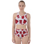 Christmas Texture, Pattern, Red, Craciun, Christmas, Bow, Gift Racer Back Bikini Set