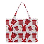 Christmas Texture, Pattern, Red, Craciun, Christmas, Bow, Gift Medium Tote Bag