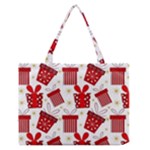 Christmas Texture, Pattern, Red, Craciun, Christmas, Bow, Gift Zipper Medium Tote Bag