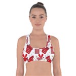 Christmas Texture, Pattern, Red, Craciun, Christmas, Bow, Gift Cross Back Sports Bra