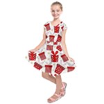 Christmas Texture, Pattern, Red, Craciun, Christmas, Bow, Gift Kids  Short Sleeve Dress