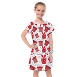 Christmas Texture, Pattern, Red, Craciun, Christmas, Bow, Gift Kids  Drop Waist Dress