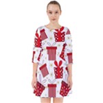 Christmas Texture, Pattern, Red, Craciun, Christmas, Bow, Gift Smock Dress