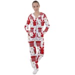 Christmas Texture, Pattern, Red, Craciun, Christmas, Bow, Gift Women s Tracksuit