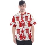 Christmas Texture, Pattern, Red, Craciun, Christmas, Bow, Gift Men s Short Sleeve Shirt