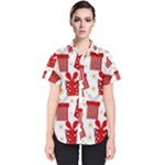 Christmas Texture, Pattern, Red, Craciun, Christmas, Bow, Gift Women s Short Sleeve Shirt