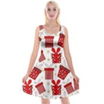 Christmas Texture, Pattern, Red, Craciun, Christmas, Bow, Gift Reversible Velvet Sleeveless Dress