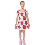 Christmas Texture, Pattern, Red, Craciun, Christmas, Bow, Gift Kids  Short Sleeve Velvet Dress