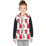 Christmas Texture, Pattern, Red, Craciun, Christmas, Bow, Gift Kids  Hooded Puffer Vest