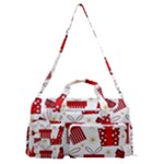 Christmas Texture, Pattern, Red, Craciun, Christmas, Bow, Gift Sports Gym Duffle Bag with Shoe Compartment