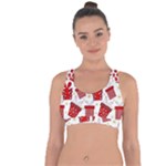 Christmas Texture, Pattern, Red, Craciun, Christmas, Bow, Gift Cross String Back Sports Bra