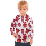 Christmas Texture, Pattern, Red, Craciun, Christmas, Bow, Gift Kids  Hooded Pullover