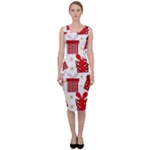 Christmas Texture, Pattern, Red, Craciun, Christmas, Bow, Gift Sleeveless Pencil Dress