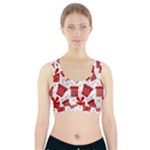 Christmas Texture, Pattern, Red, Craciun, Christmas, Bow, Gift Sports Bra With Pocket