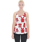 Christmas Texture, Pattern, Red, Craciun, Christmas, Bow, Gift Piece Up Tank Top