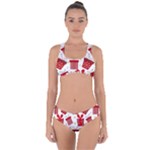 Christmas Texture, Pattern, Red, Craciun, Christmas, Bow, Gift Criss Cross Bikini Set