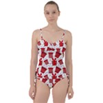 Christmas Texture, Pattern, Red, Craciun, Christmas, Bow, Gift Sweetheart Tankini Set