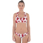 Christmas Texture, Pattern, Red, Craciun, Christmas, Bow, Gift Cross Back Hipster Bikini Set