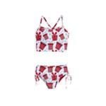 Christmas Texture, Pattern, Red, Craciun, Christmas, Bow, Gift Girls  Tankini Swimsuit