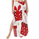 Christmas Texture, Pattern, Red, Craciun, Christmas, Bow, Gift Maxi Chiffon Tie-Up Sarong