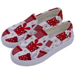 Christmas Texture, Pattern, Red, Craciun, Christmas, Bow, Gift Kids  Canvas Slip Ons