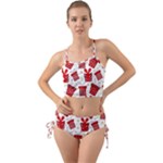 Christmas Texture, Pattern, Red, Craciun, Christmas, Bow, Gift Mini Tank Bikini Set