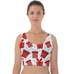 Christmas Texture, Pattern, Red, Craciun, Christmas, Bow, Gift Velvet Crop Top