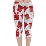 Christmas Texture, Pattern, Red, Craciun, Christmas, Bow, Gift Velvet Capri Leggings 