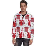 Christmas Texture, Pattern, Red, Craciun, Christmas, Bow, Gift Men s High Neck Windbreaker