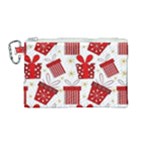 Christmas Texture, Pattern, Red, Craciun, Christmas, Bow, Gift Canvas Cosmetic Bag (Medium)