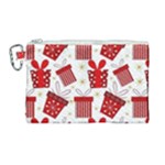 Christmas Texture, Pattern, Red, Craciun, Christmas, Bow, Gift Canvas Cosmetic Bag (Large)