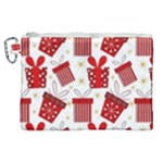 Christmas Texture, Pattern, Red, Craciun, Christmas, Bow, Gift Canvas Cosmetic Bag (XL)