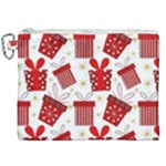 Christmas Texture, Pattern, Red, Craciun, Christmas, Bow, Gift Canvas Cosmetic Bag (XXL)