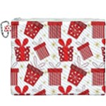 Christmas Texture, Pattern, Red, Craciun, Christmas, Bow, Gift Canvas Cosmetic Bag (XXXL)