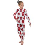 Christmas Texture, Pattern, Red, Craciun, Christmas, Bow, Gift Kids  Long Sleeve Set 