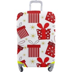 Christmas Texture, Pattern, Red, Craciun, Christmas, Bow, Gift Luggage Cover (Large) from ArtsNow.com